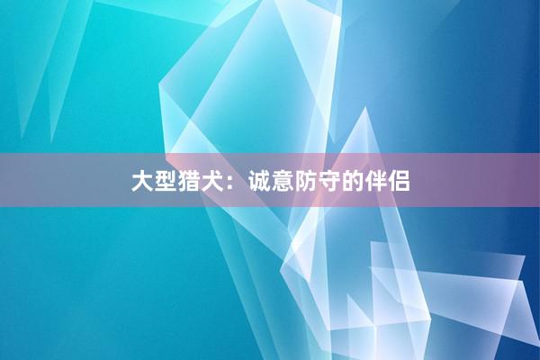 大型猎犬：诚意防守的伴侣